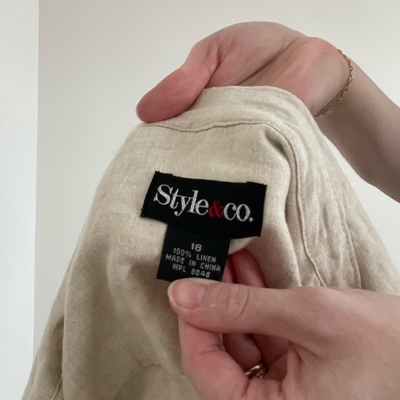 Vintage Style & Co Lightweight Beige Linen Zip Jacket - Picture 6 of 6